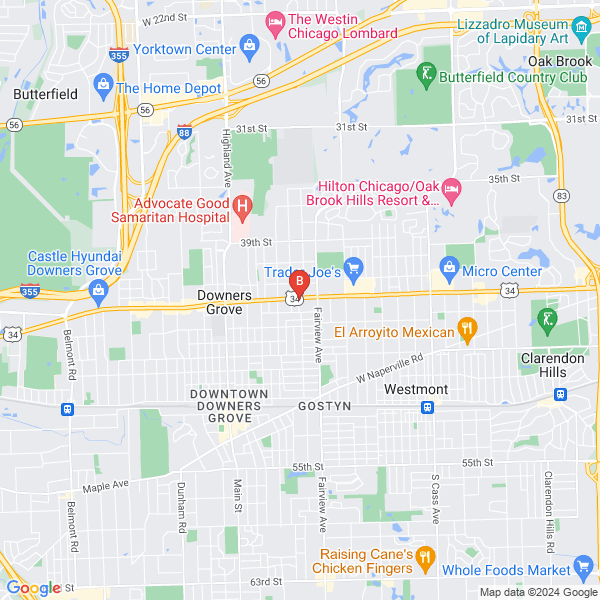 Celebrating News location map: 515 Ogden, Downers Grove, Illinois
